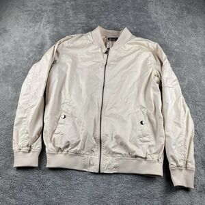 Buffalo David Bitton Bomber Jacket Womens Medium Blush Pink Full Zip Arm Pocket